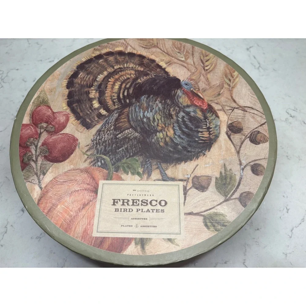 Set of 4 Pottery Barn FRESCO Turkey Game Birds 9